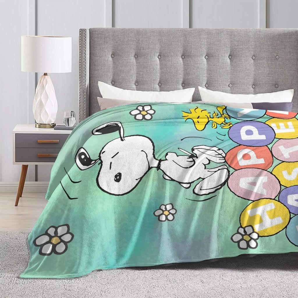Happy Easter Eggs Snoopys Flannel Throw Blanket Blanket for Bedding Outdoor Ultra-Soft Bedroom Quilt,
