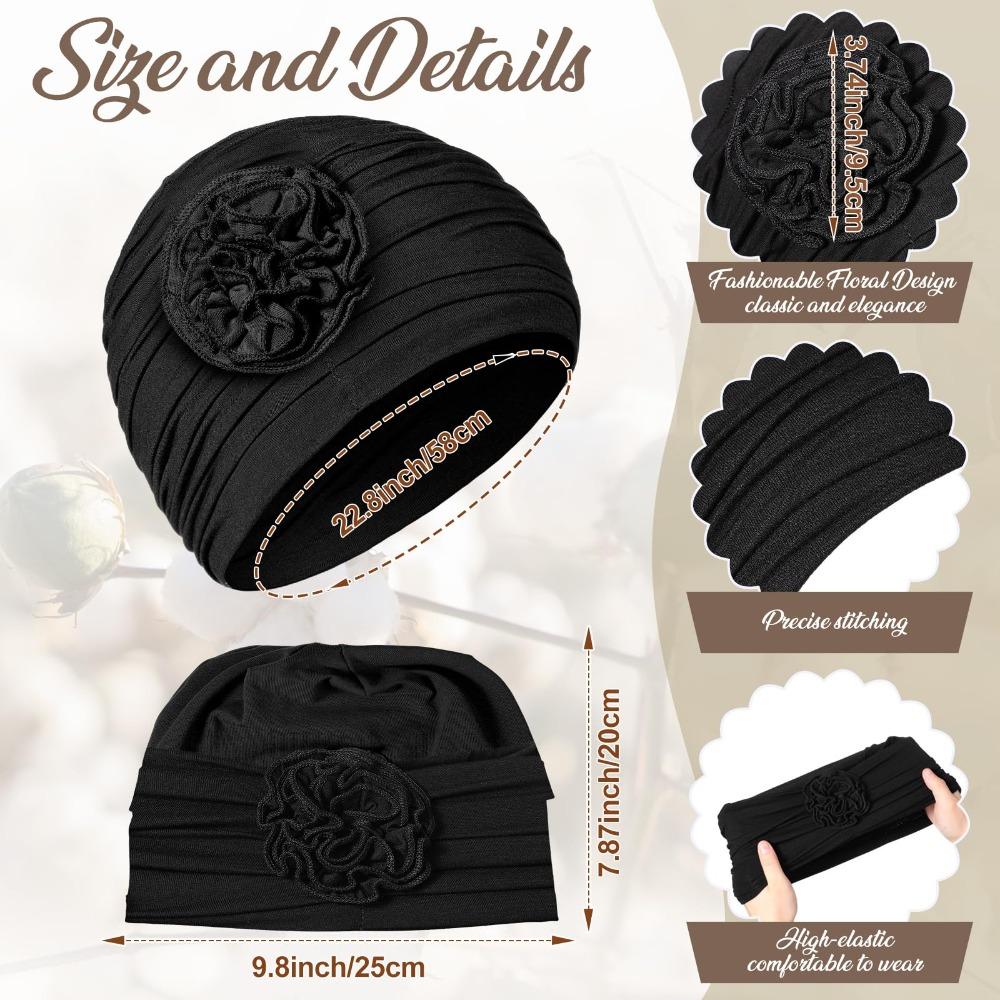 Double Layer Headscarf Hat 3D Flowers Headband Hat Simple Chemo Headwear Hat For Women
