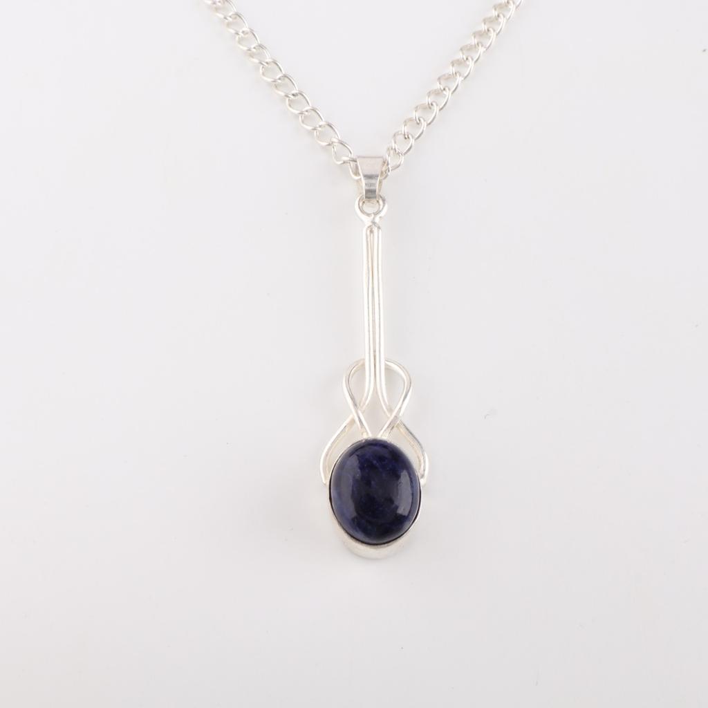 Rare Sodalite Gemstone 925 Sterling Silver Jewelry Handmade Pendant1.79" For Her PP-60-31