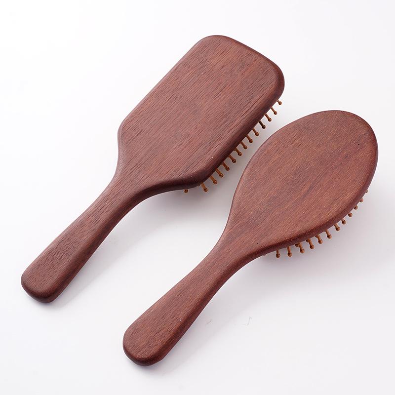 Red Sandalwood Large Air Cushion Comb - Solid Wood Hairbrush for Ladies