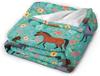 Horse Flower Throw Blanket Soft Cozy Plush Warm Fleece Football Blanket For Sofa Couch Bed 80"X60"