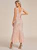 Ever-Pretty Women's Sleeveless Bodycon V-Neck Asymmetrical Hem Sequin Ankle Length Cocktail Dress