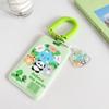 Cartoon Prints ID Tag Pass Work Card Cover Case with Elastic Rope Wrist Strap Name Badge Holder Business Access Card Sleeve