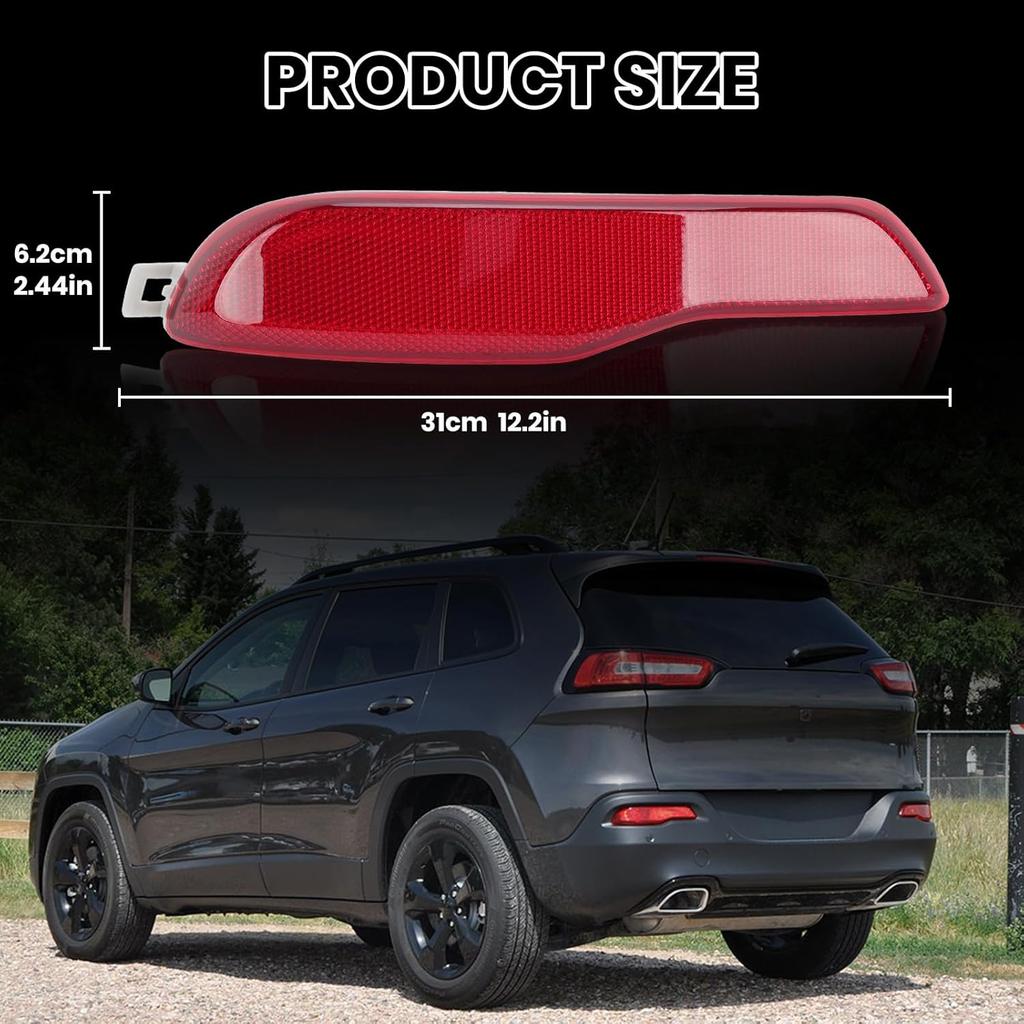 Rear Bumper Reflector For 2014 2015 2016 2017 2018 Jeep Cherokee 68105145AC Driver Side (Left)