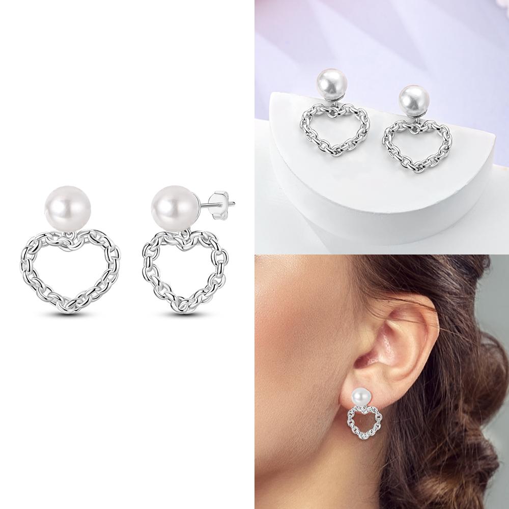 Hoop Earrings 925 Silver Certified Red Bow Heart Zircon Stud Earrings Lady's Anniversary Gift Luxury Jewelry