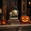 Statua Unica Corvo su Teschio Regalo Statua Testa di Halloween, Scultura Gotica e da Libro, Teschi Decorativi in Resina per Casa Centrotavola Festa Spettrale