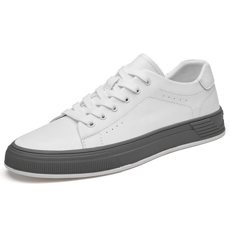 Men s New Spring/Autumn Low-Top Cowhide Sneakers - Versatile Youth Casual White Shoes 39 белый