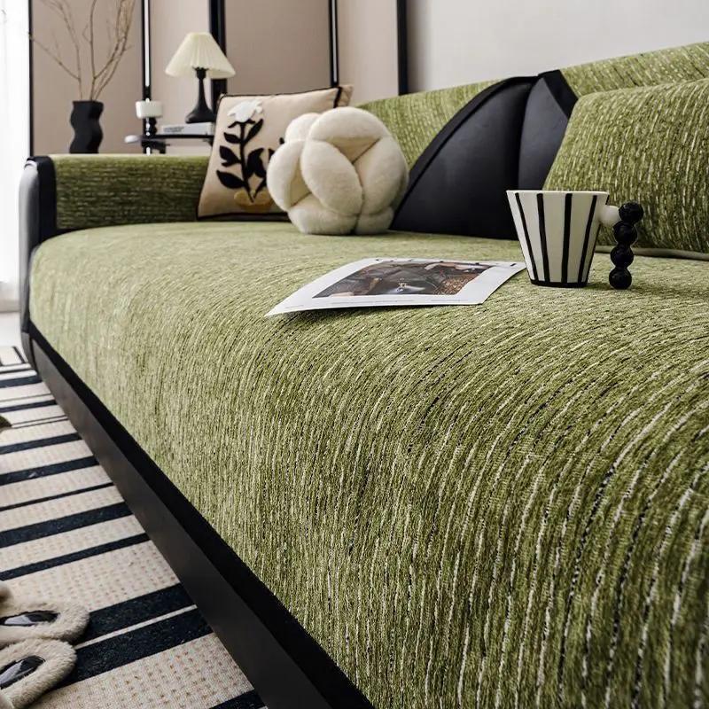 Chenille Black and White Textured Sofa Mat Four Seasons High End L-shaped SofaCover  Anti Slip Sofa Backrest Towel Pillowcas