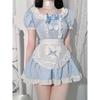 Sexy Cute Girl Dress Uniform Lolita Maid Pleated Maid  Dress Elegant Sweet Fashion Sexy Korean Women Maid Sweet Women Tops 2I9Y