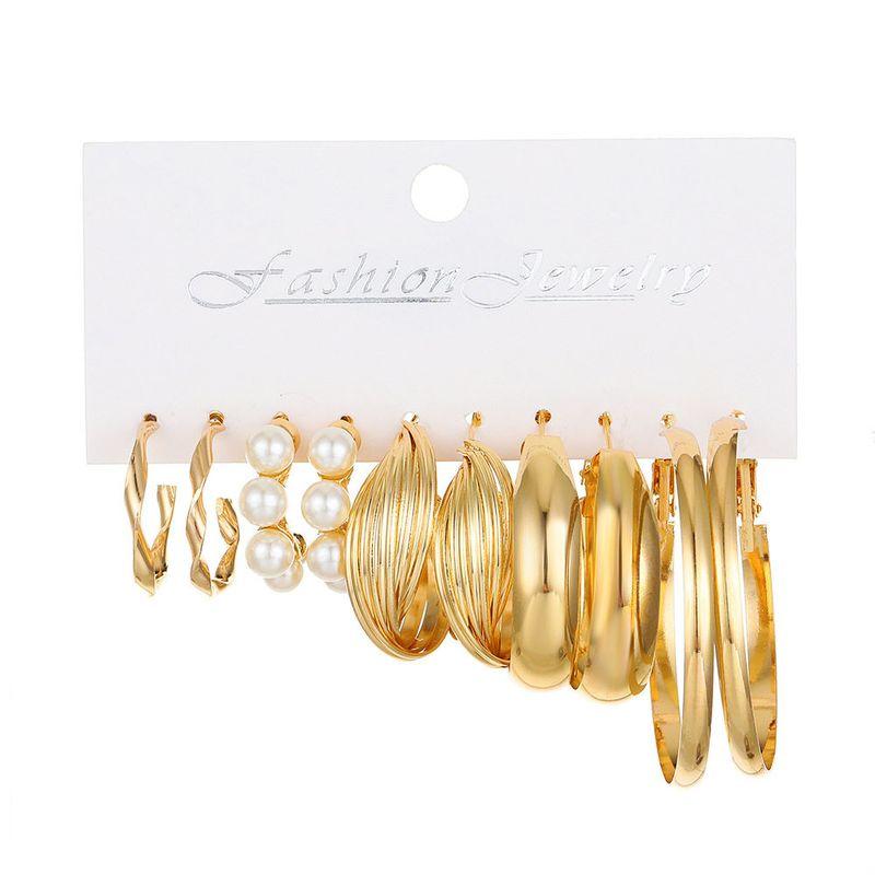 Cross-Border New Arrival Earrings Suit Combination Fashion Ins Style Elegant Alloy Geometric Set Earrings Combination Earrings Fashion Kc Gold 6594