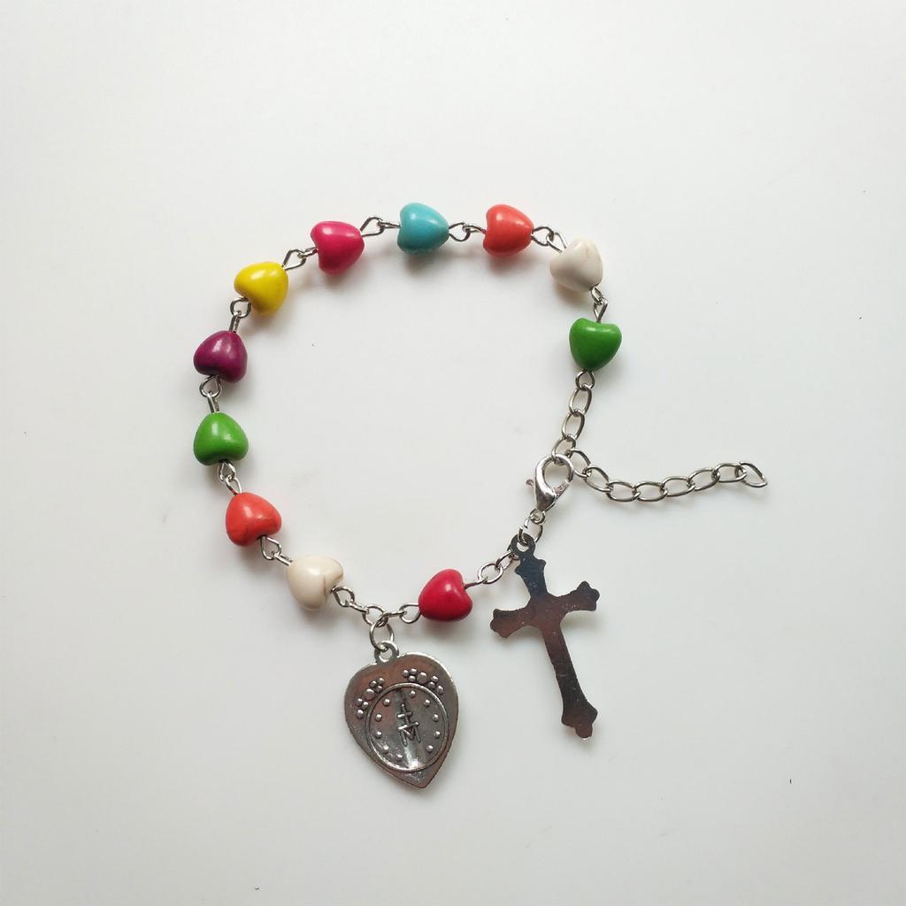 One Decade Auto Rosary Beads Bracelet Love Catholic Christ Color Rosary Gift
