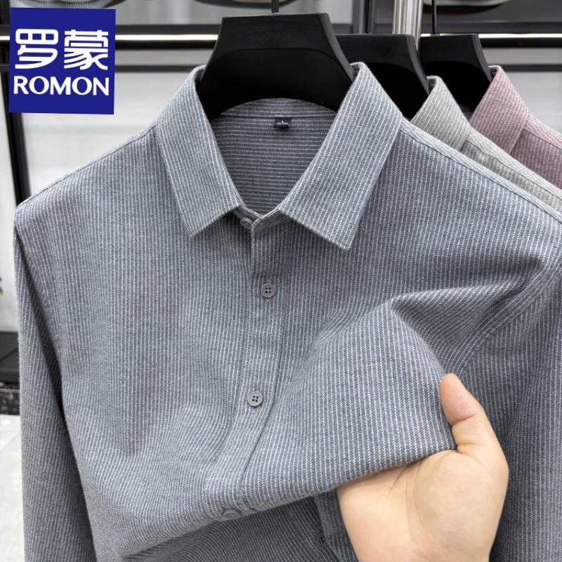 Romon Men's Modal Wool Blend Long Sleeve Business Casual Shirt