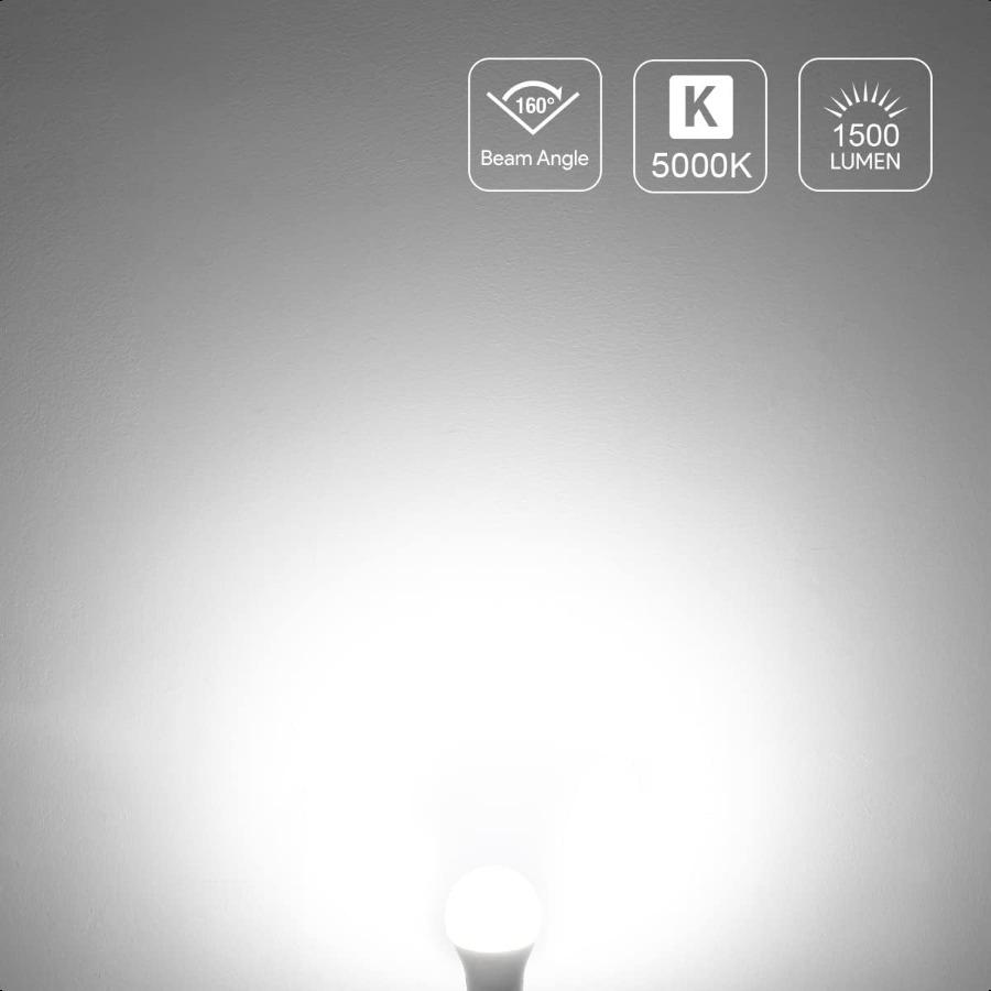 LE 100W Equivalent LED Light Bulbs 14W 1500 Lumens Daylight White 5000K nDimmable A19 E26 Standard Base 10000 Hour Lifetime Pac