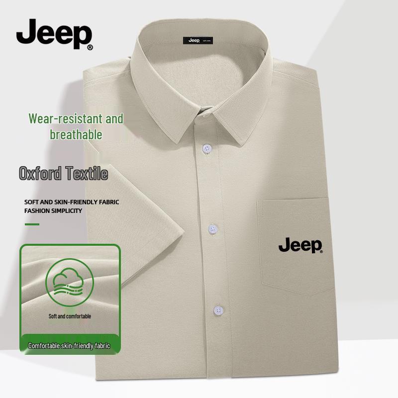 

JEEP Men s Loose Fit Oxford Short Sleeve Casual Shirt Z XL