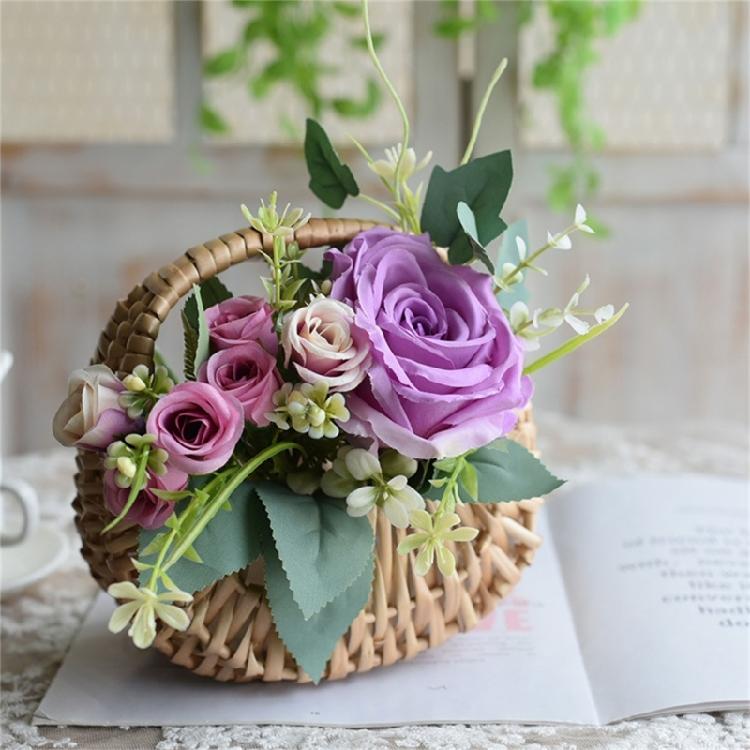 Moon Shape Plant Holder Basket With Sturdy Handle Decorative Storage Bin For Convenient Portability