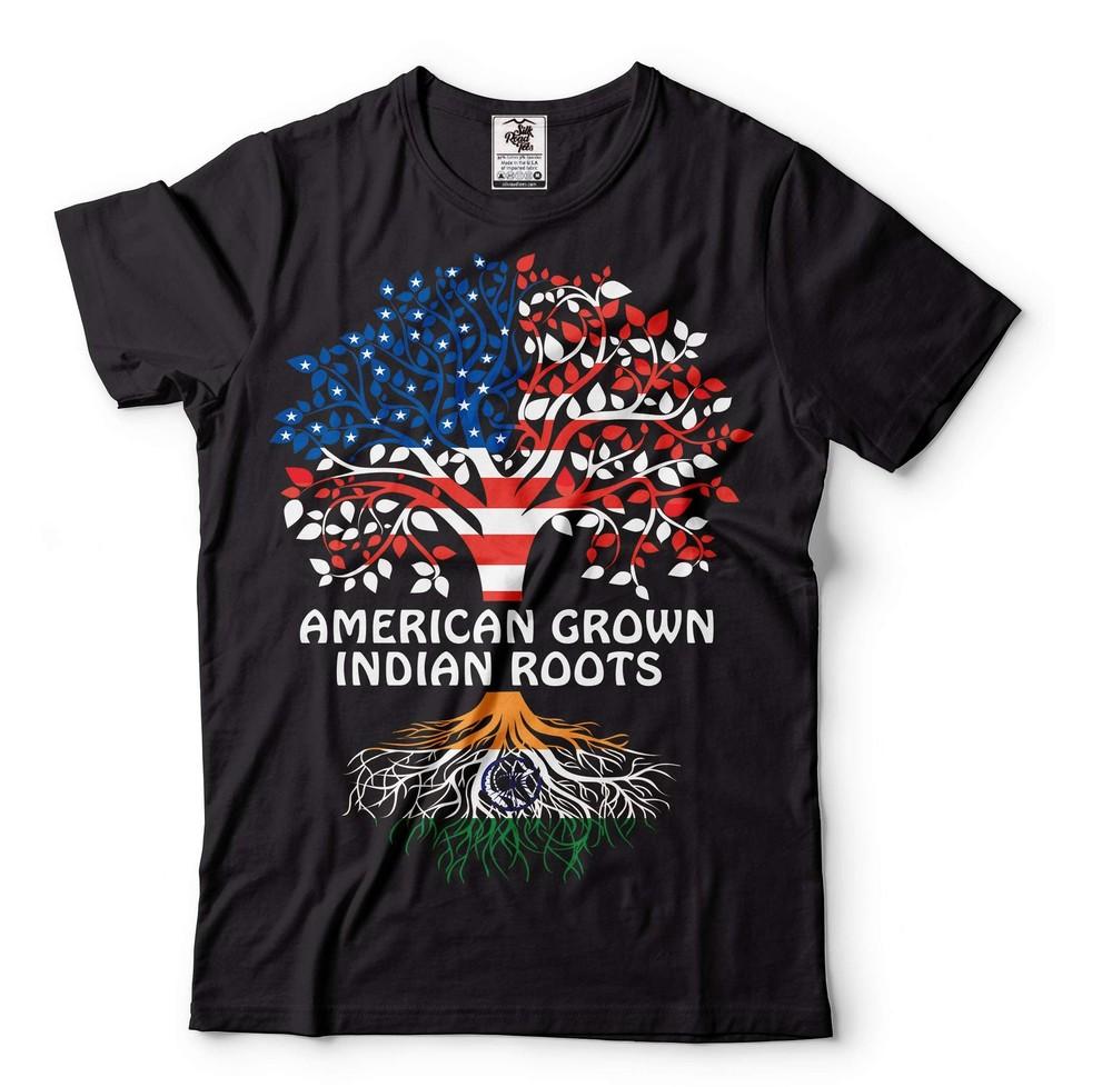American Indian Shirt India Flag Tee American Grown Indian Roots Shirt Unisex T-Shirt