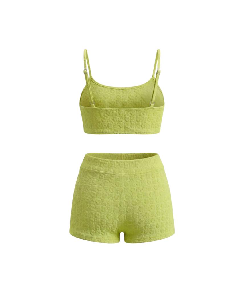 VIKINI VENDER Benny Texture Bandeau Shorts Bikini - Lime