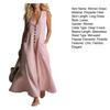 Women's V Neck Long Dress Summer Sleeveless A-line Swing Dress Casual Button Down Flowy Beach Sundress with Pockets