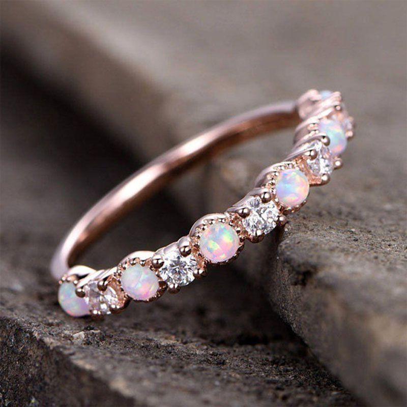 Elegant Women's Rose Gold Ring High Quality Round Cut Rhinestone Rings Jewelry For Weddings And Anniversaries