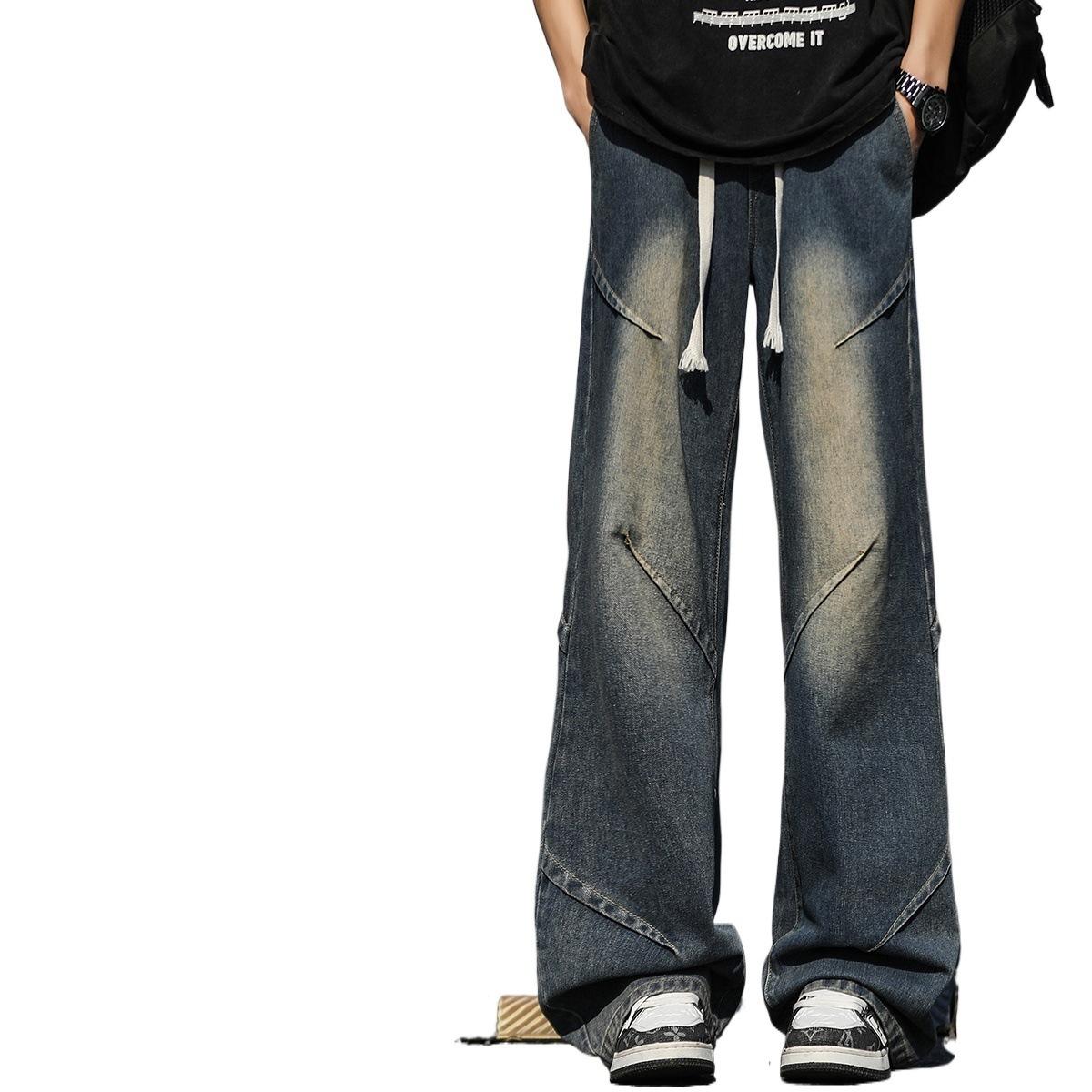 

Весна Новый тренд Универсальные джинсы микро-пулл Мужские Американский ретро деним 3XL