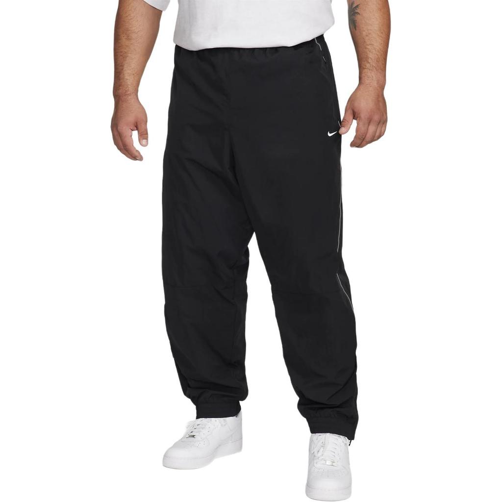 Nike Solo Swoosh Men's Woven Water Repellent Track Pants Black White FB8620-010