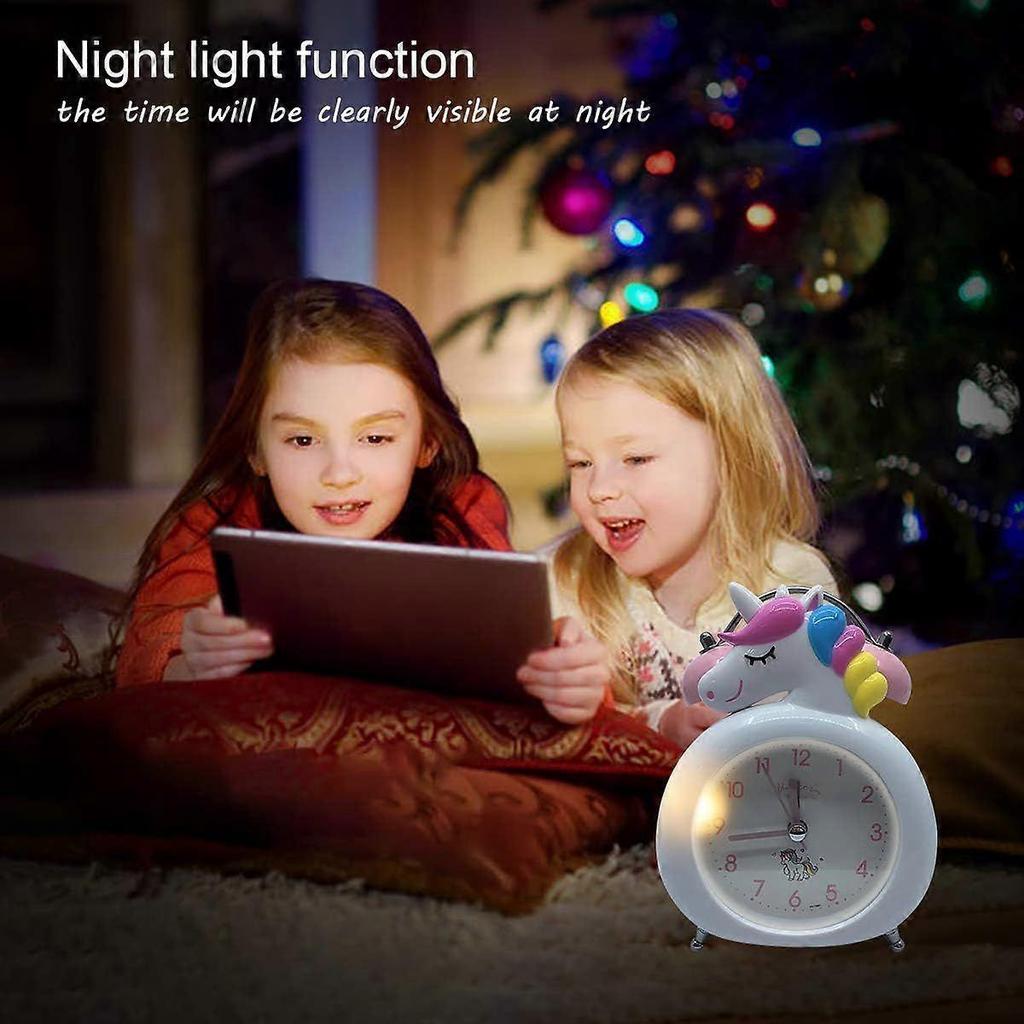 White Silent Retro Double Bell Alarm Clock with Night Light
