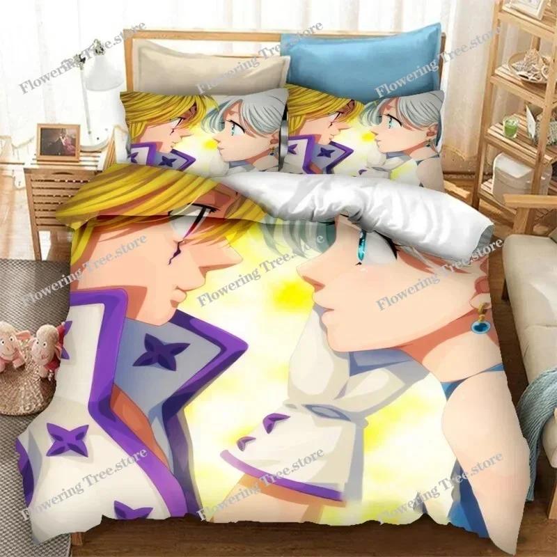 Anime The Seven Deadly Sins Påslakan 3D-tryckt Sängklädesset Örngott Dubbel Twin Full Queen King Vuxen Barn Täcke