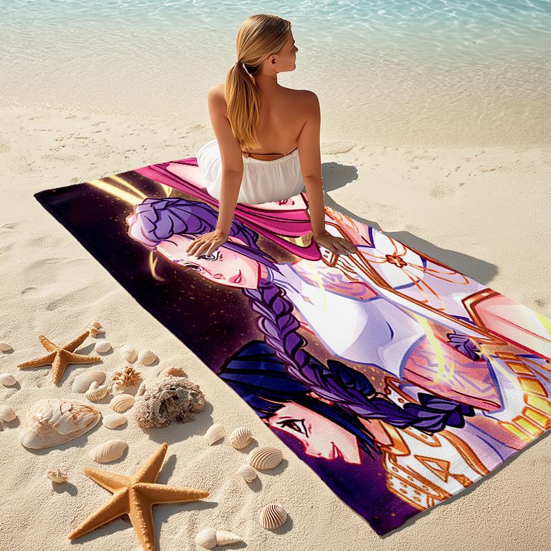 1pc KPop Demon Hunters3 Beach Towel, Comfortable and Thick, and Swimming/Bath/Picnic/Camping Towel, Suitable for Seaside Beaches