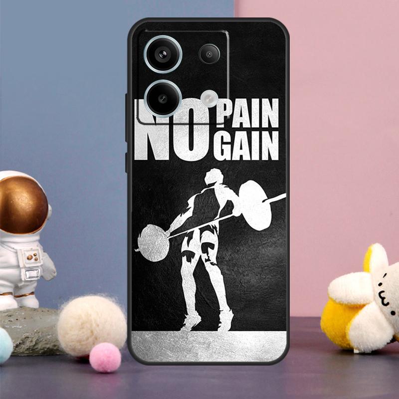 No Pain No Gain Gym Case For Xiaomi Redmi Note 13 9 10 11 12 14 15 Pro Plus Redmi 15 15C 14C 10C 12C 13C Cover