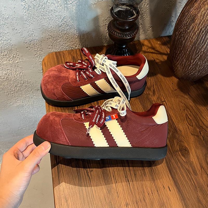 Toe Leather Women's Shoes Autumn New Shoes Women's Flat-soled Sneakers