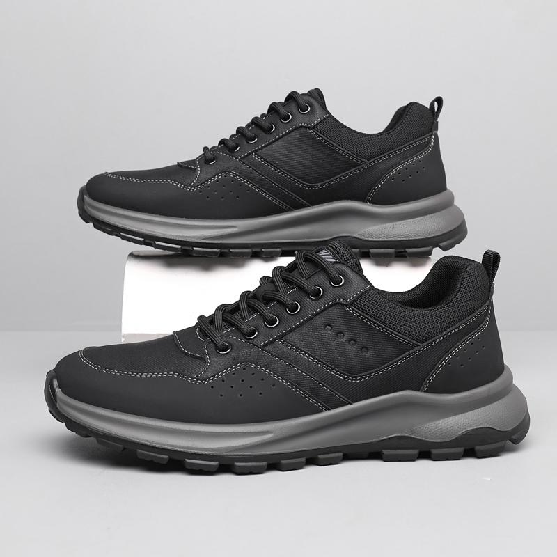 Fashion Leisure Walk Leather Sneakers Comfortable Casual Shoes Comfy Men's Trainers Lace Up Treking Footwear Outdoor Male Sports Shoes