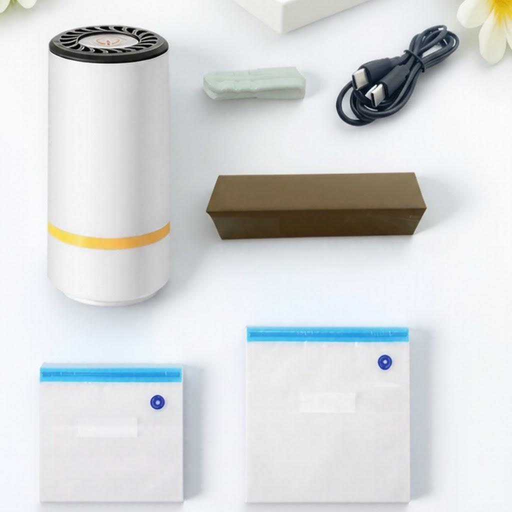 Compact Portable Mini Electric Wireless Food Vacuum Sealer Handheld Kitchen Tool for Fresh Ingredient Preservation Space Saving