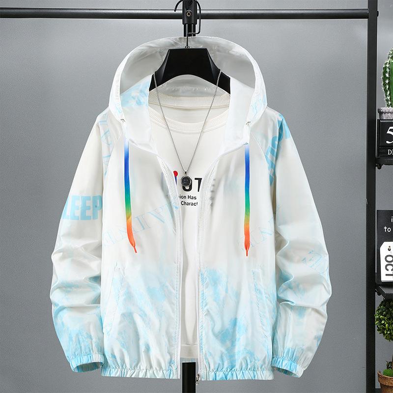 

Men s Summer Sun Protection Jacket: Lightweight, Breathable, Gradient Print, Hooded, Outdoor Fishing, Skin-Protective Trench Coat 7XL синій