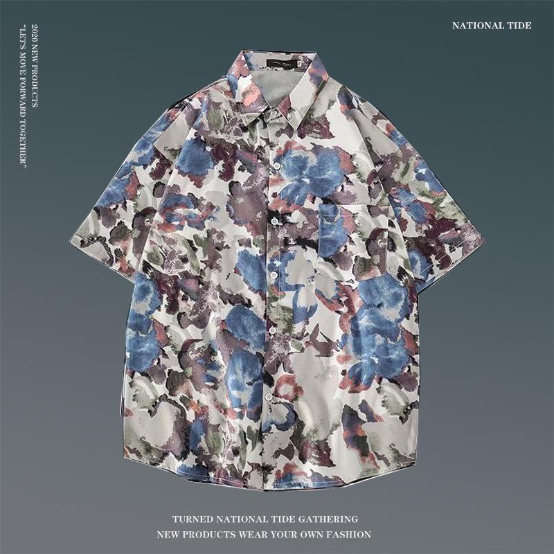 Japanese Hong Kong-Style Floral Hawaiian Shirt - Unisex Summer Short-Sleeve Retro Beachwear