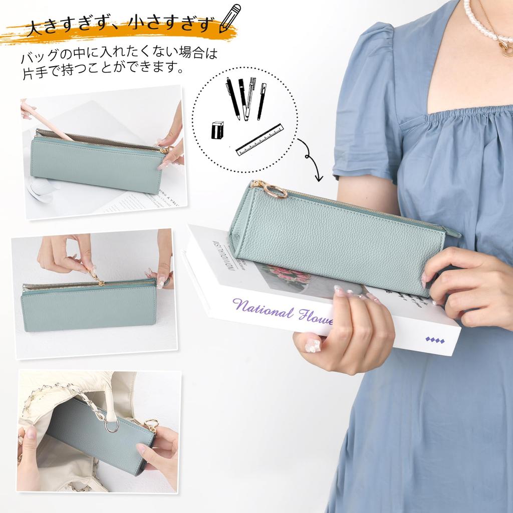 Ganve Pencil Pen Leather Pen High School College Leather Pen High Pen Office Black Case, Simple, Adult, Stylish, Case, Women's, Case, Student,