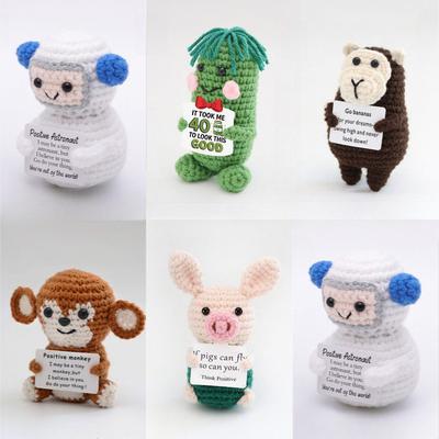 Crochet Ornament Crochet Animal Decorations Cute Pig Monkey Figure Desk Accessories Party Favors Room Decor Desktop Ornament