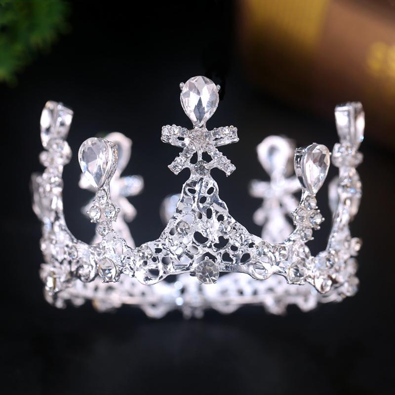 Children's Crown Birthday Crown Baroque Hairband Zircon Crown  Wedding Dress Headwear Large Crown  Bride's Crown