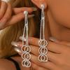 Inlaid Rhinestone Tassel Night Cold Light Luxury Luxury Gorgeous Women'S Earrings Bride Earrings