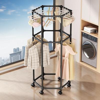 Floor-mounted Household Outdoor Balcony Indoor Clothes Drying Rod with Rotating and Movable Function, Easy To Install