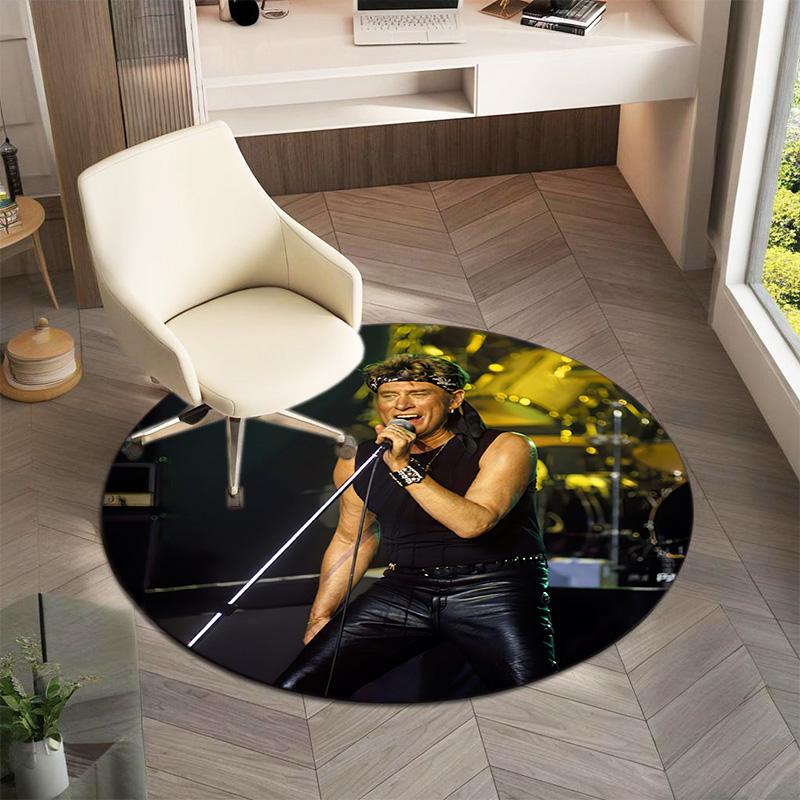 French legendary rock singer and actor Johnny Hallyday Round Carpet Soft Home Decoration Corridor Table and Chair Anti slip Outdoor Floor Mat rug H21