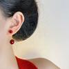 Women Elegant Two Ways Wearing Red Pearl 925 Silver Needle Stud Earrings