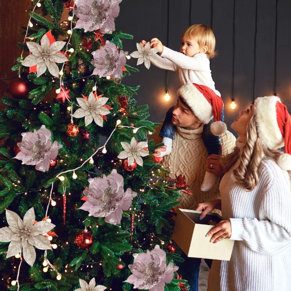 Bethlehem Star for the Christmas Tree Flowers 6pcs Champagne [Se-Gb21]