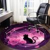 1pc Cat Roses Office Round Area Rug, Indoor Mat Suitable ForOffice, Under Office Chairs Bedroom Living Room Home Decor, Room Deco T130