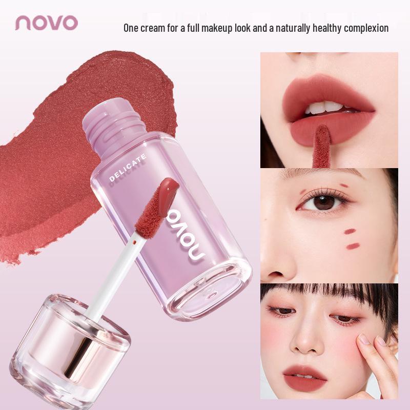 New Face Velvet Multi-use Cream Lip Glaze, Matte Blush & Eyeshadow - Gentle, Student-friendly Formula for Parties.