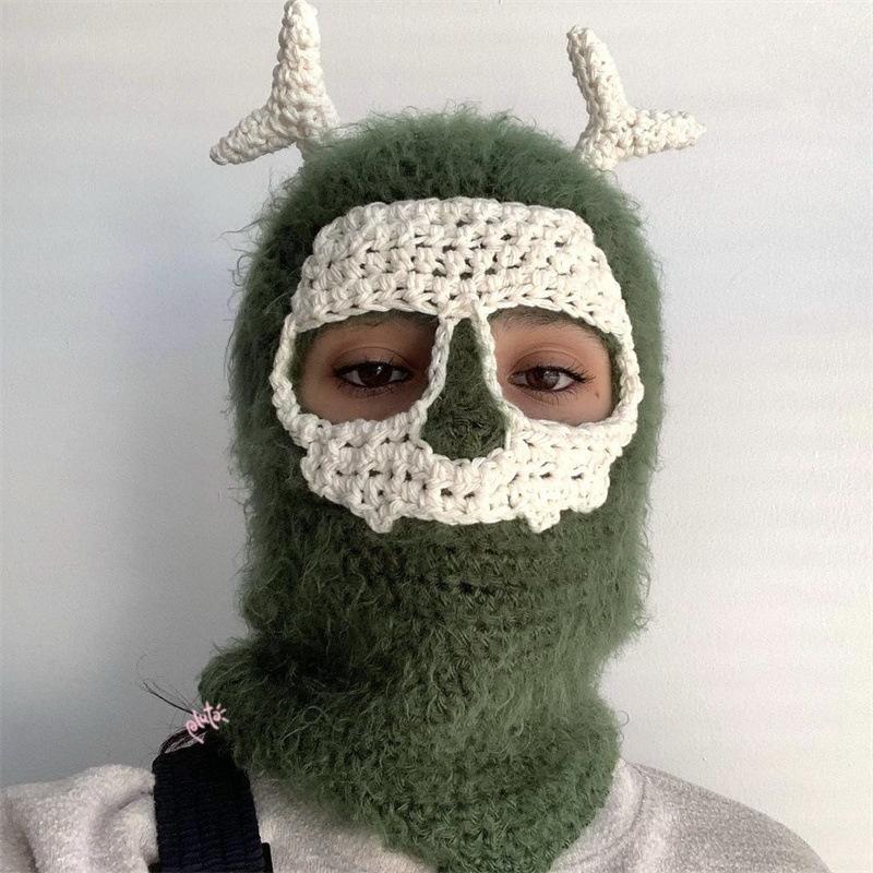 

Новая связанная крючком шапка для лыжной маски с заячьими ушками и полосками для взрослых Adult 57-59cm