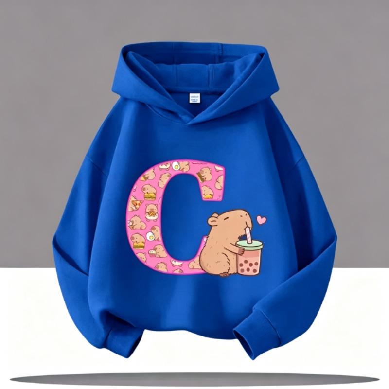 Hoodies für Jungen Mädchen Lässiges Sweatshirt Kinderkleidung Oberteile Langarm Hoodie Cartoon A B C Bedruckt Mit Kapuze 3 Farben Pullover
