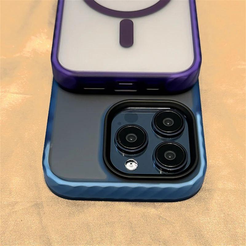 Protiskluzový matný kryt MagSafe pro iPhone 14 15Pro Max 15 13 Pro 12 Bezdrátové nabíjení Matný pevný PC nárazuvzdorný kryt