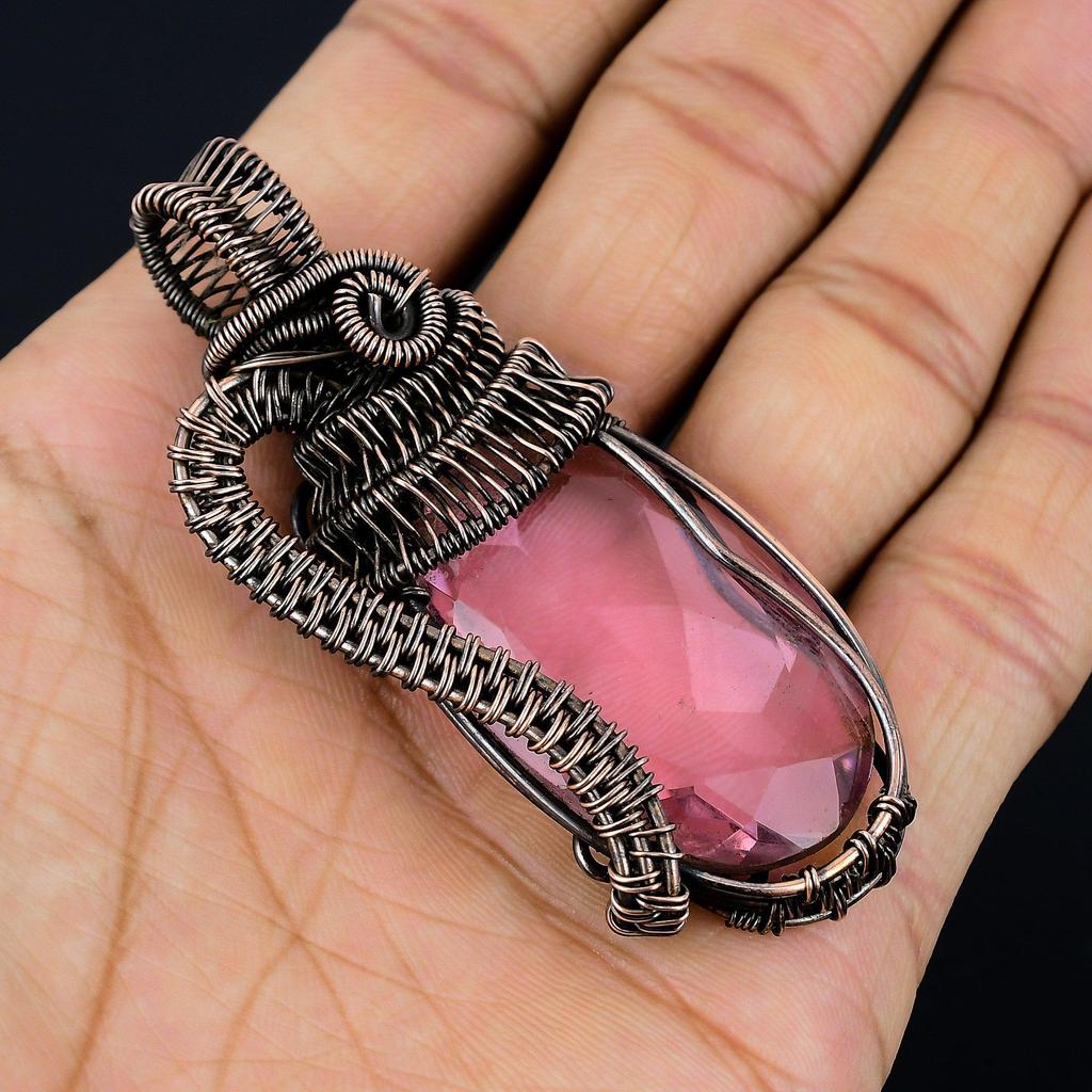 Kunzite Pendant Gemstone Handmade Jewelry,  999 Copper Wire Wrapped Pendant, Gift For Wife Jewelry