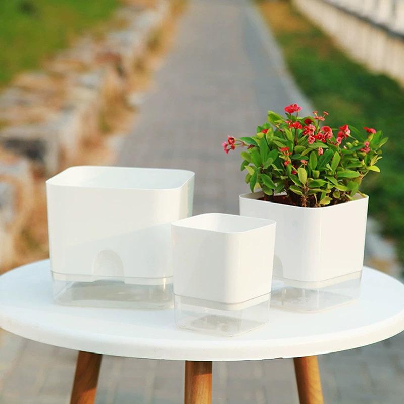 New Self Watering Plant Pot Magnetic Plastic Self-absorbent Cotton Rope Flowerpot For Double-deck Lazy Plant Pot Garden Supplies