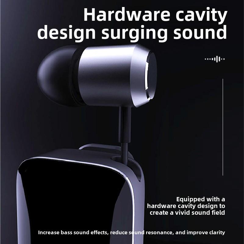 Wireless Sports Retractable Bluetooth Headset Noise Reduction Extra Long Standby Collar Clip Incoming Vibration